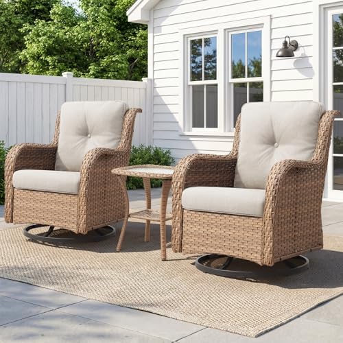 Belord Patio Wicker Chairs Swivel Rocker, Outdoor Patio Furniture Set by Belord