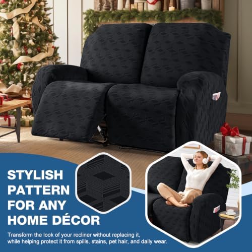 TAOCOCO Recliner Loveseat Cover Oversized, Stretch Jacquard Reclining Loveseat - Image 6