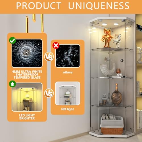 Beauty4U Corner Glass Display Cabinet - Image 4