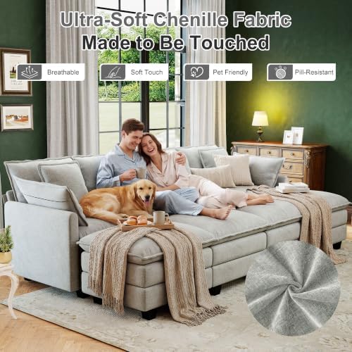 Hanherry 107" Cloud Couch Sectional Modular Sofa, Deep Seat Couches - Image 5