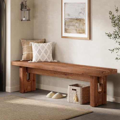 63" Solid Wood Bench, Extra Long Farmhouse Dining Bench by TribewoodbyTribesigns