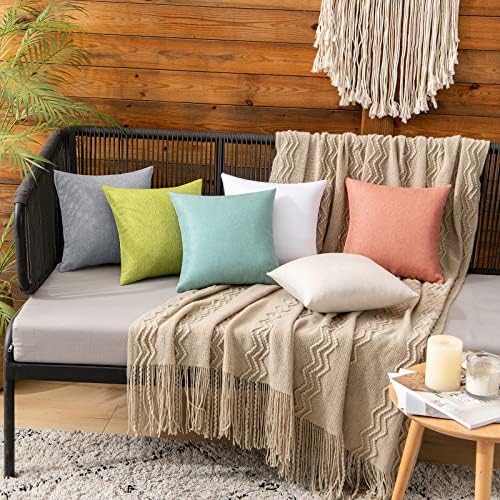 MIULEE Decorative Outdoor Pillow Covers Waterproof 12x12 Teal - Image 4