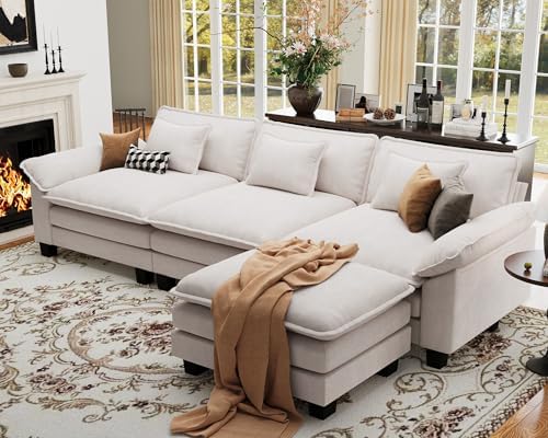 CDCASA 120" Oversized Modular Sectional Sofa, Comfy L-Shaped Cloud Couch by CDCASA