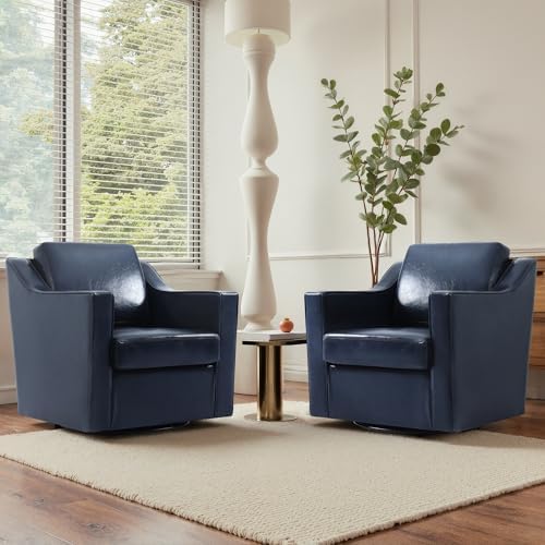 Faux Leather Swivel Accent Chairs Set of 2, Living Room Chair by UIXE
