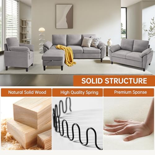 3 Pieces Sectional Sofa Set, 3-Seat L Shaped Couch - Image 3