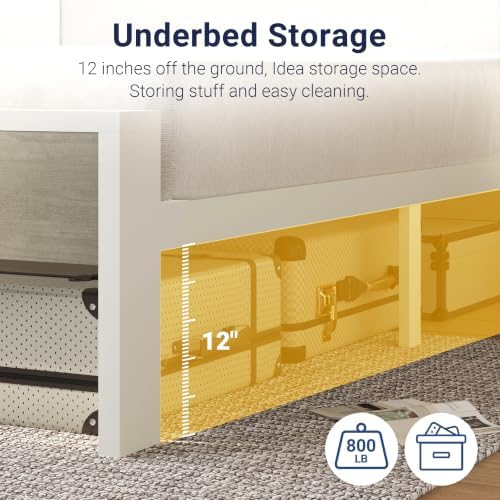 Allewie King Size Bed Frame, Heavy Duty 12 Metal Slats Support - Image 5