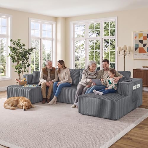Skepphlay 132" U Shaped Couch, Boneless Sectional Couches - Image 7