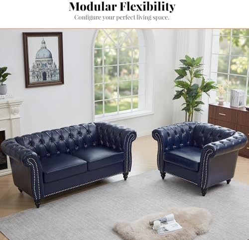 LEVNARY Chesterfield Loveseat, 2 Seater Tufted Couch - Image 4