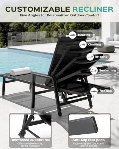 Vexwalx Patio Chaise Lounge Chair Outdoor - Image 3