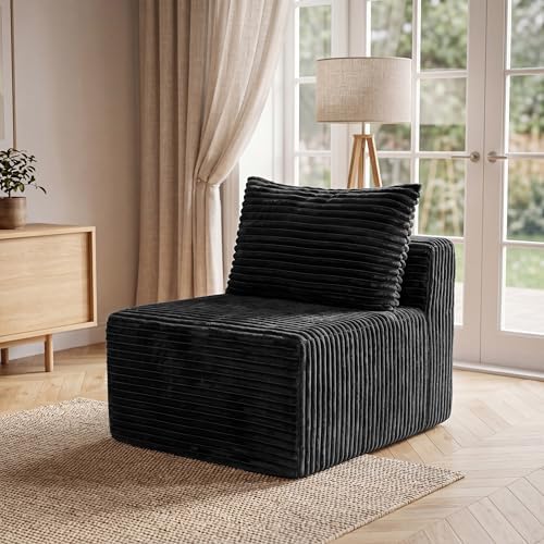 34.6”Modular Sectional Armless Middle Sofa Seat Boneless Corduroy Cloud Chair by ICCEQUEEFURNITURE