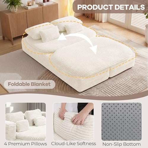 75'' Folding Sleeper Sofa Bed, Memory Foam Boneless Couch - Image 5