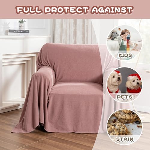 MYSKY HOME Pink Sofa Cover, Couch Covers - Image 3