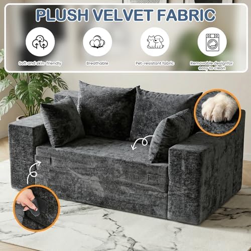 Boneless Couch Small, 3-in-1 Boneless Loveseat Sleeper Sofa Bed Convertible - Image 3