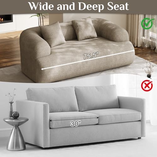 75" Boneless Cloud Loveseat, Modern Cute Curved Chenille Sofa, 2 Seater - Image 7