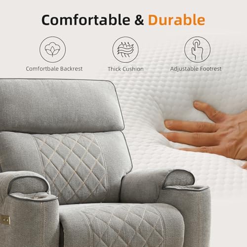 EBELLO Power Reclining Sofa Couch, Fabric Electric Recliner 3 Seater Sofa - Image 4