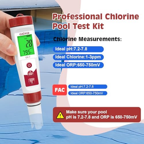 pH Meter Chlorine Tester Digital 7 in 1 Pool Water Tester Kit - Image 3