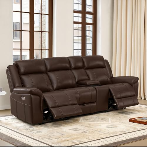 CHITA Leather Power Recliner Sofa, Dark Brown, 3-Seat by Unknown