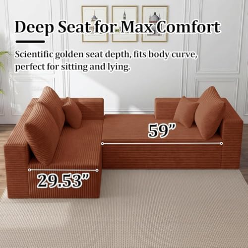 138" Modular Sectional Sofa, U-Shaped Cloud Couch - Image 5