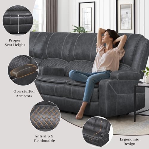 6 Seater Reclining Sofa Set, Modern Living Room Couch Set - Image 6