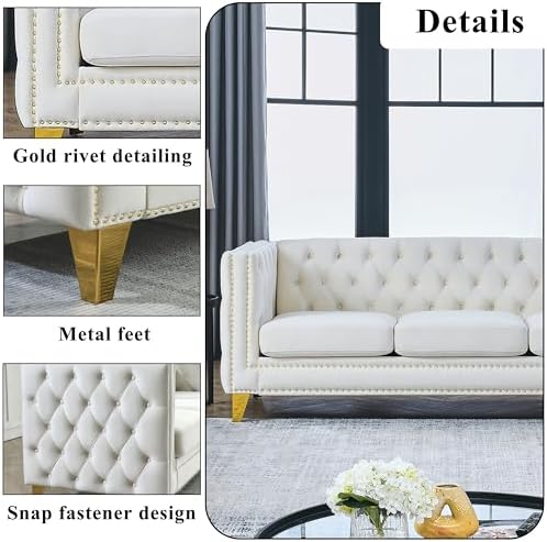 2 Piece Chesterfield Velvet Combination Sofa Set - Image 5