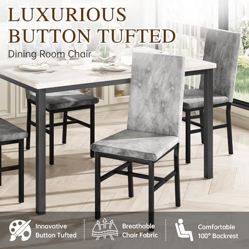 Hooseng Dining Table Set for 4, Faux Marble Small Kitchen Table Chairs Set of 4 - Image 6