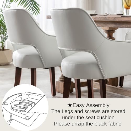 Faux Leather Upholstered Dining Chairs Set of 2 - Image 5