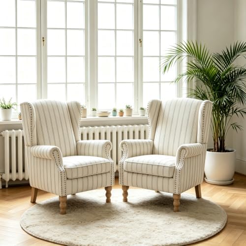 Mid Century Floral Wingback Chairs Set of 2 - Image 2