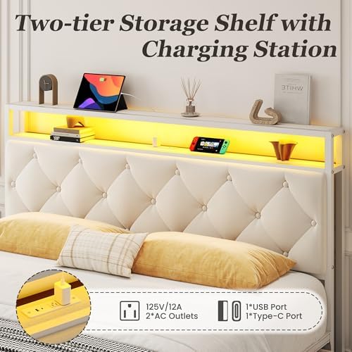 Queen Bed Frame with 4 Storage Drawers, Metal Platform Bed Frame Queen Size - Image 3