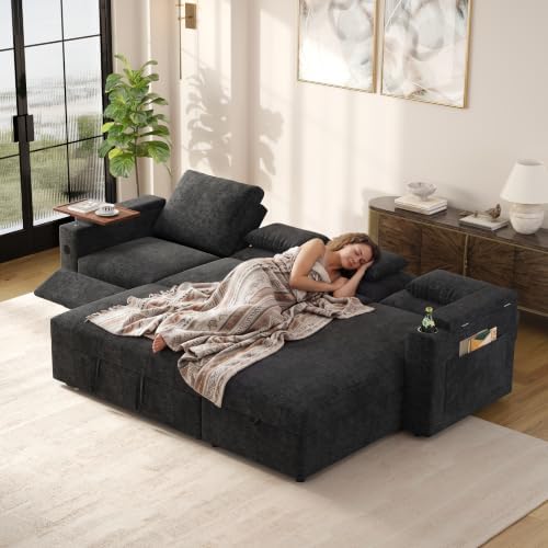 KEIKI 108" L Shaped Sleeper Sofa Bed, 4 Seat Couch - Image 5