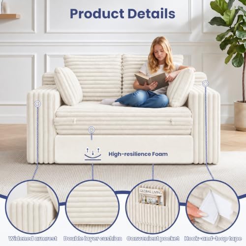 3-in-1 Convertible Sofa Bed: Boneless Loveseat Sleeper & Folding Couch Bed - Image 5
