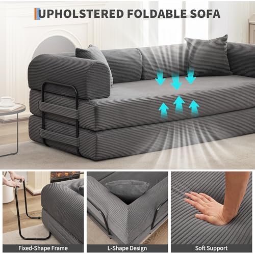 IDEALHOUSE 79" Convertible Futon Sofa Bed, Boneless Couch - Image 5