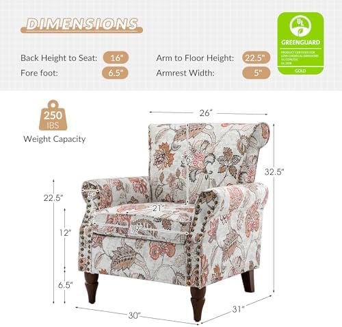 HULALA HOME Traditional Floral Accent Chairs Set of 2 - Image 2