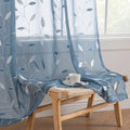 MIULEE Stone Blue Sheer Curtains 2 Panels Leaf Patterned, W52 x L84 by MIULEE