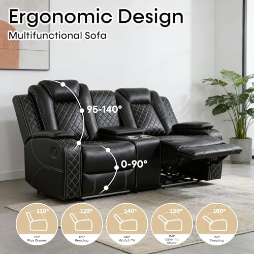 3-Piece Leather Power Recliner Sofa Set, Home Theater Seating - Image 5