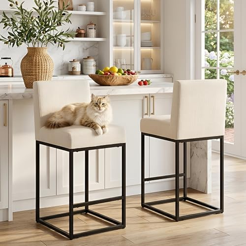 VESCASA Linen 27 inches Counter Height Bar Stools by VESCASA