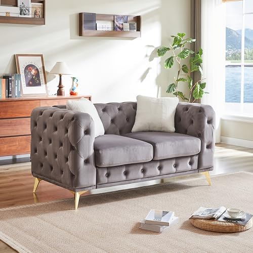 KEIKI 61" Luxury Oversized Velvet Chesterfield Sofa - Image 4