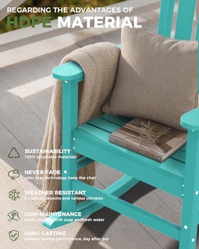 Outdoor Rocking Chairs Set of 2, Oversized Rocking Chair, All Weather - Image 5