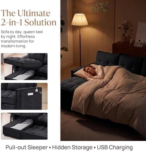 71" L Shaped Queen Pull Out Sofa Bed - Image 7