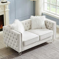 mikibama Velvet Loveseat with Buttons and Square Arms 59 Inch Tufted Sofa with by Mikibama