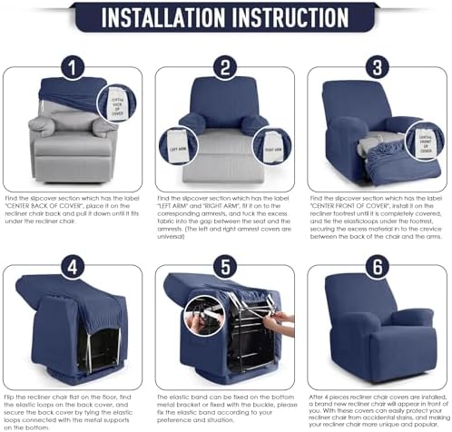 TAOCOCO Stretch Recliner Chair Covers 4 Piece - Image 6