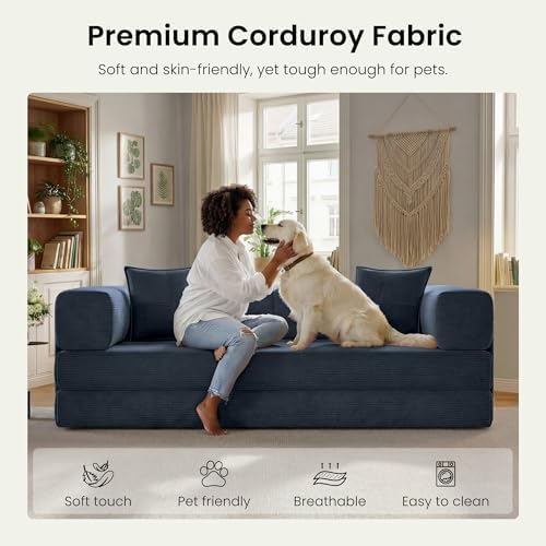 78.8" Convertible Futon Sofa Bed, Boneless Couch - Image 6