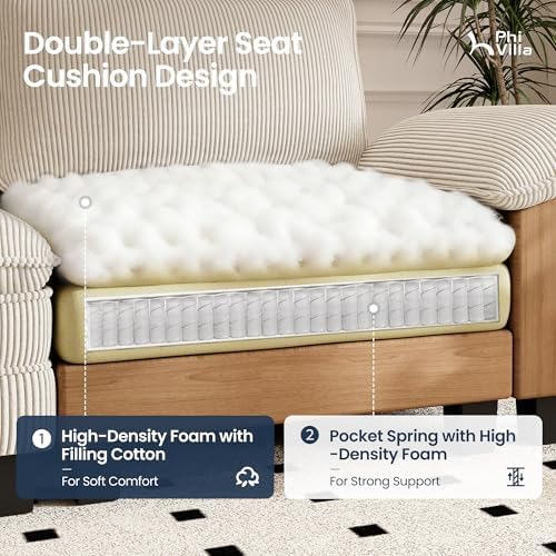 PHI VILLA 2-Piece Modular Loveseat Couch and Chair Set Setional Sofa - Image 5