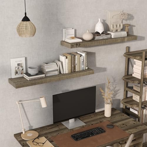 Acovy 40" Unfinished Solid Reclaimed Wood Floating Shelves, Rustic Heavy-Duty - Image 6