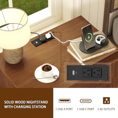 IKENO Solid Wood Nightstand - Image 4