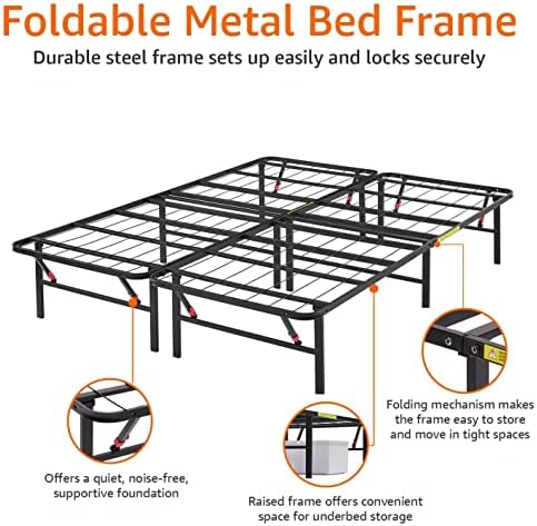 Amazon Basics Bed Frame with Storage, Foldable Metal Platform, Sturdy Steel - Image 6