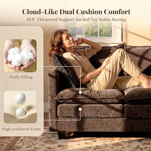 KYJ Loveseat Sofa, Cloud Love Seat Couch 3 Layer Cushion - Image 4
