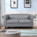LEVNARY Leather Sofa, Chesterfield Tufted Upholstered 2 Seater Couch, Modern by LEVNARY