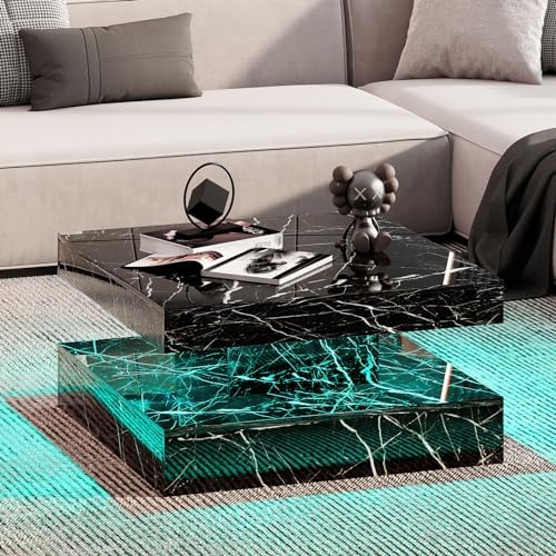 HedoAjim Black Marble LED Coffee Table by HedoAjim