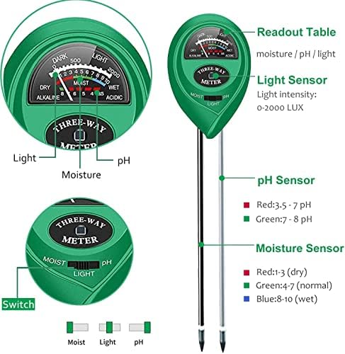 apine Soil Moisture Meter, 3 in 1 Soil pH Tester, Soil Tester - Image 3