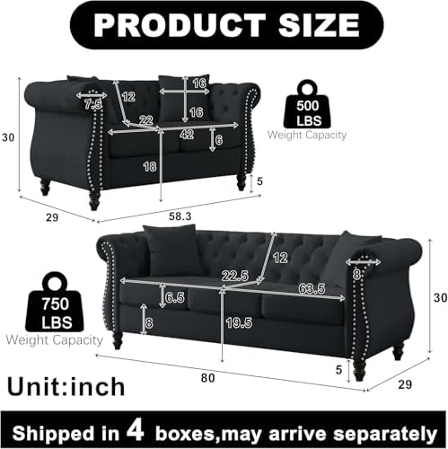 2 Piece Chesterfield Velvet Combination Sofa - Image 2